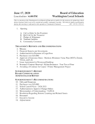 June 17, 2020 Board of Education Washington Local Schools