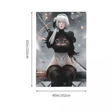 Anime Tapestry Fantasy Sexy Nier Poster Wall Art Tapestry Hentai Anime  Decor Trippy Cute Girls Tapestries Aesthetic Wall Hanging 