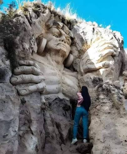The Apukunaq Tianan, also known as the Abode of the Gods. Located about 8 to 10 miles from the city of Cusco, Peru, this site features large stone figures, hand-carved directly into