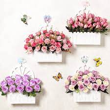 Artificial flower wall panel wedding venue background floral decor flower a. 1set Artificial Flowers With Wall Hanging Baskets Bouquet For Home Party Gift Room Indoor Wall Mount Desktop Decoration Artificial Dried Flowers Aliexpress