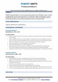 Professional Mover Resume Samples Qwikresume