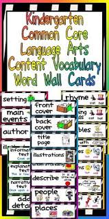 Kindergarten Common Core Language Arts Vocabulary Word Wall Cards Common Core Kindergarten Vocabulary Word Walls Language Arts Vocabulary