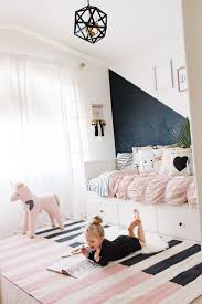 Black And White Themed Bedroom For Girls Elle S New Room From Ave Styles Featuring Tons Of Land Of Nod Goodies Black White And Blush Pink Girls Girl Bedroom Decor Kid Room Decor Little Girl Rooms
