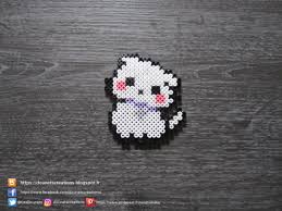 Chaton Blanc Kawaii Perles Hama Kawaii White Kitten Perler Beads Perles Hama Kawaii Animaux Perles Hama Perles A Tisser
