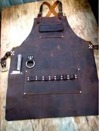 Chef S Leather Apron With Knife Sheath Pockets Etsy Tablier En Cuir Tablier Peaux De Cuir