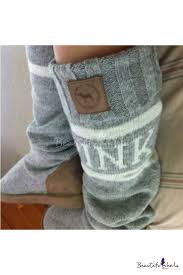 Check spelling or type a new query. Winter S New Stylish Letter Printed Canvas Flat Gray Knit Knee Boots Beautifulhalo Com