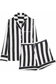 Black And White Striped Silk Pajamas Devon Striped Silk Blend Satin Pajama Set Satin Pyjama Set Silk Pajamas Satin Pajamas
