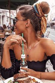A High Bun With A Scarf Bun Updo Sweet And Simple Buns Awesome Hairstyles Hair Styles Bow Hairstyle Scarf Hairstyles