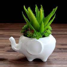 Ceramic Plant Pot Elephant Shaped Decorative Flower Pot For Home Decor Home Ornaments Figurines Miniatures Flower Pots Decorated Flower Pots Plants