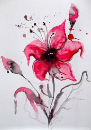 Beginner Easy Black And Red Paintings Abstract Floral Original Watercolor Painting Modern Home Decor Affordable Gift Red And Black Watercolors Watercolor Paintings Easy Watercolor Paintings For Beginners Watercolor Paintings