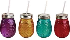 This american metalcraft mj16 16 oz. Pineapple Colors Circleware 69067 Mason Jars Drinking Glasses With Metal Lids And Hard Plastic Straws 16 Oz Set Of 4 Glassware For Water Beer Kitchen Home Decor Bar Dining Beverage Gifts