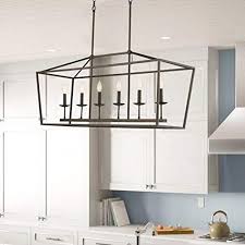 Emliviar 6 Light Kitchen Island Lighting Modern Linear Pendant Light Fixture Oil Rubbed Bronze Finish P3035 6lp Farmhouse Goals