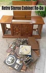 File your cabinet under 'repurposed'. Retro Stereo Cabinet Repurposed In Sea Blue Off White Before After Stereo Cabinet Stereo Cabinet Redo Vintage Stereo Cabinet