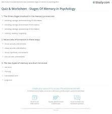 Worksheets for improving attention and memory in children and adults. Quiz Worksheet Stages Of Memory In Psychology Study Com