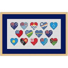 Flags Of Australia Oceania Cross Stitch Chart Point De Croix Modeles De Point De Croix Cœur De Point De Croix