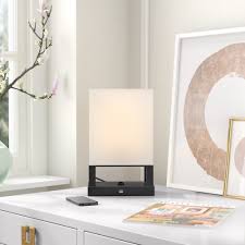 Black and white table lamp with usb charging station. Ebern Designs Farrington Usb Charging Station 13 Table Lamp Reviews Wayfair