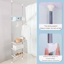 Buy Hershii 4 Tier Over The Toilet Storage Laundry Shelf Rack Bathroom Space Saver Double Tension Pole Standing Shelving Units Organizer Clothing Hanger Rods Adjustable Height And Width Online In Indonesia B08p8lygqp