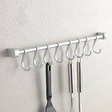 Hanger Holder Rack Kitchen Utensils 8 Hooks Gadget Cooking Tools Cookware Spoon Knife Pot Pan Hook Rail Bar Yo Wall Mounted Hooks Wall Mount Rack Hanger Rack