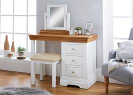 Ideal for apartments or smaller rooms, we offer beds with a platform frame and drawers on each side for added storage. Farmhouse White Painted Oak Dressing Table Mirror Stool Set