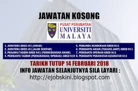 Jawatan kosong institut penyelidikan perhu… permohonan adalah dipelawa daripada warganegara malaysia yang berkelayakan untuk mengisi kekosongan jawatan kosong terkini di institut penyelidikan perhutanan malaysia (frim) sebagai : Jawatan Kosong Pusat Perubatan Universiti Malaya Ppum 14 Februari 2018