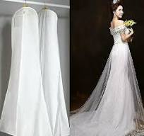 Hoesh UK White Polka Dot 60" Breathable Bridesmaid Dress Cover - Full  Length Garment Bag For Storage