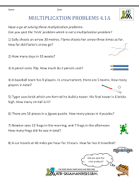 Addition and subtraction problems addition and multiplication problems multiplication and division problems problems with all 4 operations. Multiplication Word Problems 4th Grade