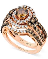 A scrumptious round chocolate diamond is framed by vanilla diamonds® at the center of this magnificent diamond ring for her from le vian®. Rose Gold Levian Chocolate Diamond Rings Novocom Top