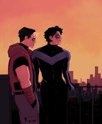 other people had boyfriends, I had batman — Nightwing & Red Hood doodle
