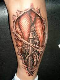 From full sleeves to smaller artwork that's sure to impress, you'll discover a wide range of quality. Calf Muscle And Machine Tattoo Biomechanical Tattoo Cyborg Tattoo Ripped Skin Tattoo