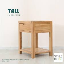 View beds direct uk's wide range of oak bedsides cabinets, drawers & night stands in pine or wooden material & latest designs and colours at special prices. Tall Oak Bedside Table With Drawer And Rack Storage Furniture Home Living Furniture Tables Sets On Carousell