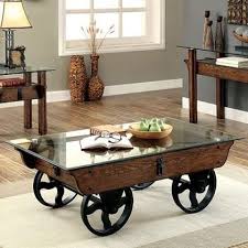 Penny Collection Cm4318c Pk 50 Coffee Table With Fixed Wheels 8mm Tempered Glass Top And Metal Glass Wood Coffee Table Rustic Coffee Tables Coffee Table