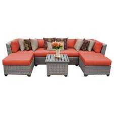 Birch Lane Outdoor Furniture Covers Sol 72 Outdoor Kenwick 7 Piece Rattan Sectional Seating Group With Cushions Cushion Color Tangerine Outdoor Wicker Patio Furniture Furniture
