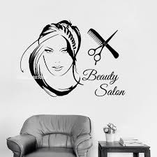 A lot can be done in improving your beauty salon's aesthetics. New Beauty Salon Logo Girl Wall Decals Vinyl Home Decor Art Stickers Woman With Stylish Hair Scissors Haircut Hair Mural Lc1080 Wall Stickers Aliexpress