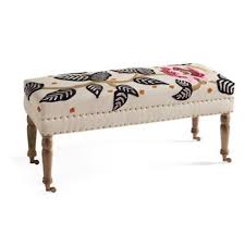 Linnet Embroidered Chair Bench Grandin Road Blue Chairs Living Room Fancy Chair Chic Dining Room