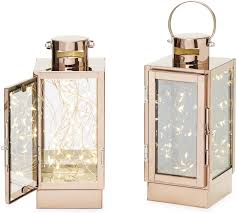 Lighting is an awesome media to be used as home decor. Amazon Com Rose Gold Decorative Lanterns Warm White Fairy Lights 9 Inch Tall Battery Operated Copper Wire Home Decor Or Flameless Wedding Centerpiece Timer And Batteries Included Set Of 2 Home Kitchen