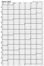 Printable Planner 2020 With Week Numbers One Page Portrait Paper Orientation Weeks Start On M Planner Calendar Printables Yearly Planner Calendar Printables