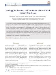 Pdf Etiology Evaluation And Treatment Of Failed Back Surgery Syndrome