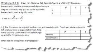 distance rate and time worksheets with answers