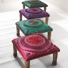 Jaipur Mirror Work Indian Footstool Purple 45x45x20cm Indian Furniture Elephant Interiors Indian Furniture Buy Modern Furniture Indian Interior Design