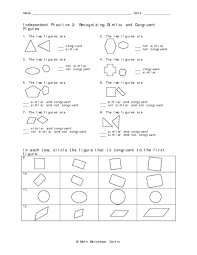 Want to help support the site and remove the ads? Congruent Shapes Worksheets Independent Practice Recognizing Similar And Worksheet For 7th 8th Grade Lesson Planet Outstanding Jaimie Bleck