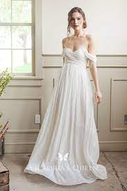 Ivory Chiffon Off Shoulder Empire Waist Wedding Dress Petite Wedding Dress Empire Wedding Dress Empire Waist Wedding Dress