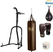 Everlast Dual Station Heavy Bag Stand Vintage 100 Lb Bag Kit Bonus Speed Bag Everlast Heavy Bag Stand No Equipment Workout Heavy Bags