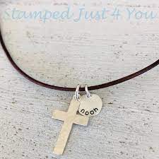Mens Cross Necklace Custom First Communion Necklace Etsy Hammered Cross Necklace Silver Cross Charm Mens Cross Necklace