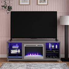 The wood veneer weathered white finish and dark gray powder coated metal accents paired with the particleboard and mdf shelves gives this. Ameriwood Lumina Fireplace Tv Stand For Tvs Up To 70 Wide Multiple Colors Walmart Com Walmart Com
