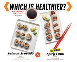Calorie and nutritional information for a variety of types and serving sizes of sushi is shown below. Which Is Healthier Sushi Roll Face Off Health Com