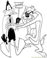 Daffy duck chasing bugs bunny. Taz Strangles Daffy Duck Coloring Page For Kids Free Taz Printable Coloring Pages Online For Kids Coloringpages101 Com Coloring Pages For Kids
