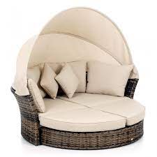 L'ombrellone tondo da giardino t300v è una soluzione rapida economica ed efficace. Divano Letto Tondo Da Esterno In Polyrattan Capotta Regolabile Colore Caffe Cm 200x65h Collyshop