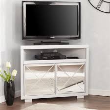 In a pinch, the corner shelf can be used as storage, but more often these shelves are just for looks. Boston Loft Furnishings Impression Mirrored Corner Tv Stand Atg3719ms Rona