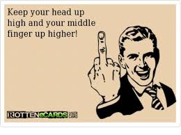 Keep Your Head Up High And Your Middle Finger Up Higher O Rottenecardsb Head Meme On Me Me