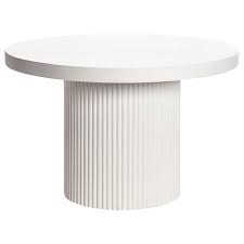 Round White Concrete Dining Table With Fluted Base In 2021 Concrete Dining Table Round Dining Table White Round Dining Table
